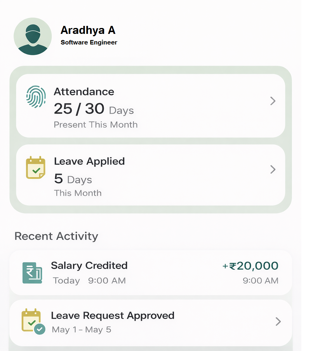 Payroll Dashboard Card